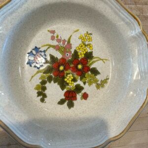 Mikasa Cream Ceramic Serving Bowl with Red, Yellow and Blue Floral Motif